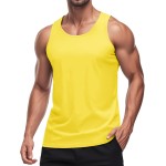 MAGCOMSEN Men\'s UPF 50+ Tank Top Quick Dry Summer Workout Muscle Sleeveless Shirts for Swim Beach Bodybuilding Yellow M