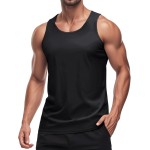 MAGCOMSEN Men\'s UPF 50+ Tank Top Quick Dry Summer Workout Muscle Sleeveless Shirts for Swim Beach Bodybuilding Black M