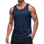 MAGCOMSEN Men\'s UPF 50+ Tank Top Quick Dry Summer Workout Muscle Sleeveless Shirts for Swim Beach Bodybuilding Navy L