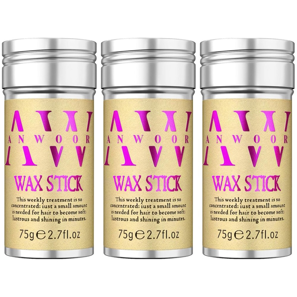 AnWoor Wax Stick for Hair, 3PCS Hair Wax Stick, Hair Gel Stick, Slick Back Hair Stick, Hair Slick Stick for Flyaways, Taming Frizz, Hair Styling Slick Stick for Pomade & No-Greasy