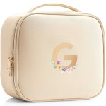 Vlando Teacher Appreciation Gifts for WomenInitial Makeup Organizer Bag,Monogrammed Bridal Shower Gifts Birthday Gift Christmas Gift(Letter G)