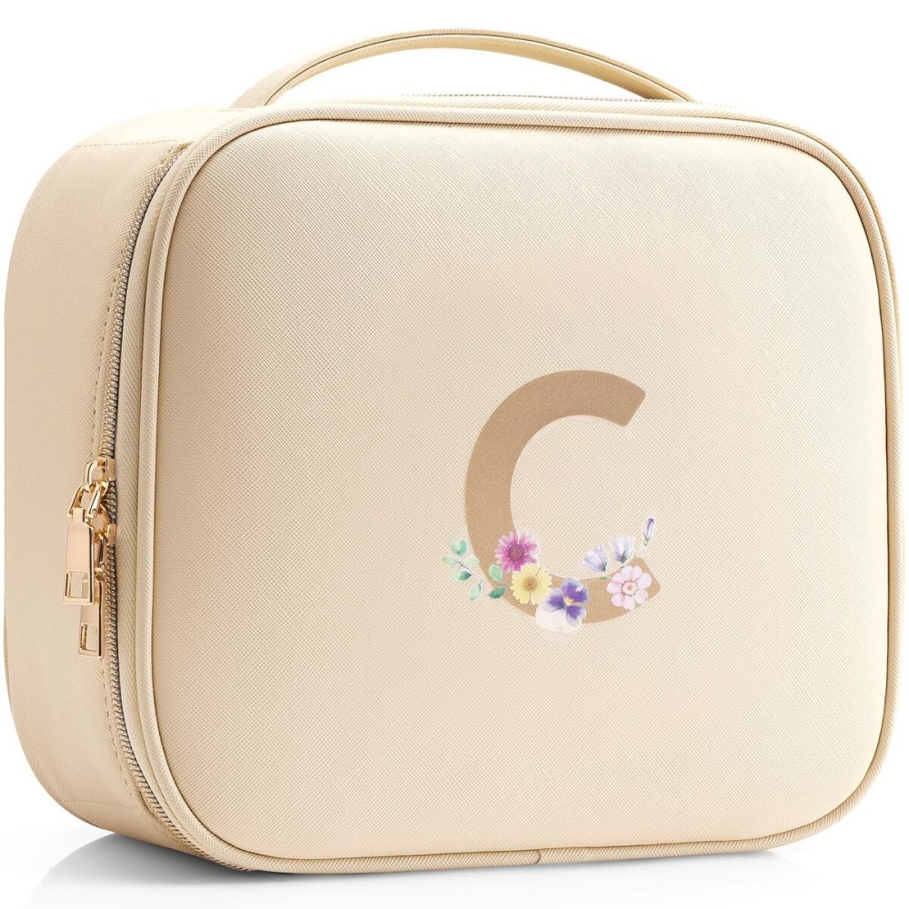 Vlando Monogrammed Bridesmaid Gifts,Initial Makeup Bag for Women,Graduation Gifts for Granddaughter Birthday Gift for Female Bridal Shower Gifts(Letter C)