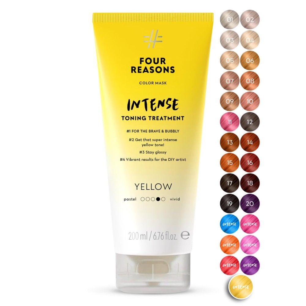 FOUR REASONS Color Mask INTENSE- Yellow - (27 Colors) Intensive Toning Treatment - Color Depositing Conditioner - Semi Permanent Hair Dye for Lightened and Colored Hair- 100% Vegan, 6.76 fl oz