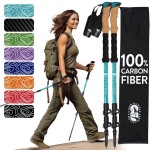 Hiker Hunger Carbon Fiber Trekking Poles | Collapsible Walking Sticks for Travel | Walking Poles for Women | Hiking Poles for Men | Hiking Sticks | Walking Stick - Teal Cork