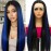ANDRIA 13x4 HD Lace Front Wigs Blue Highlight on Black Hair Long Straight Synthetic Wig Pre-plucked Glueless Lace Wigs Heat Resistant Fiber Blue Colorful Wig With Baby Hair For Black Women 24 Inches