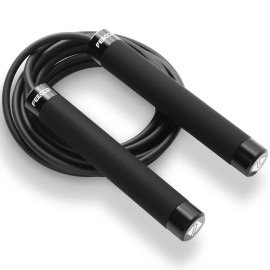 FEECCO FITNESS 1/2 lb Weighted Jump Rope for Boxing, Cardio, Crossfit Workout, 8~11ft Range Adjustable Length Steel Ropes with Ball Bearings and Metal Handles, Suitable for Men and Women