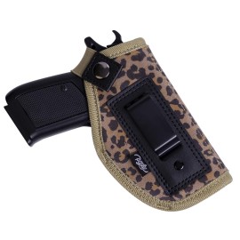 POYOLEE Gun Holster for Women Concealed Carry Holster for Pistols Universal IWB Holster Fits Glock 19 26 43 Springfie XD LC9 & All Similar Handguns (Leopard, Right-Handed Draw (IWB))