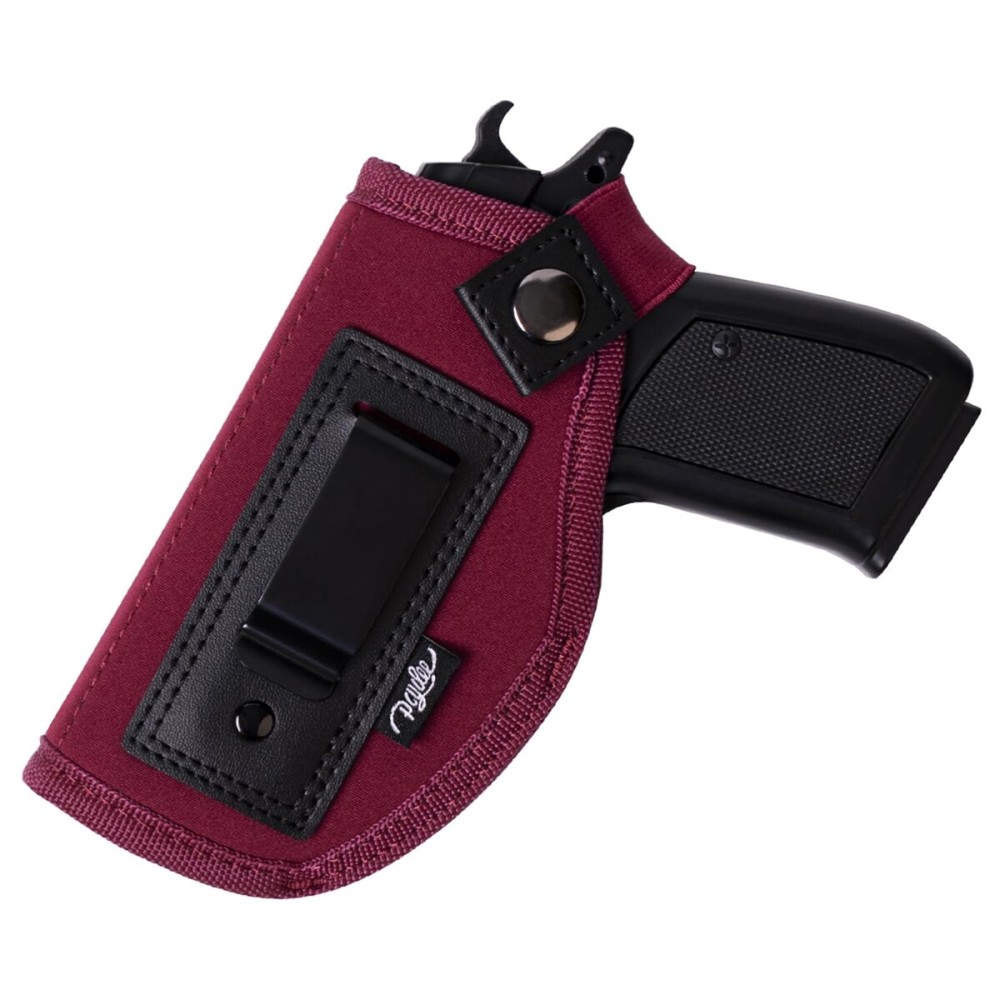POYOLEE Gun Holster for Women Concealed Carry Holster for Pistols Universal IWB Holster Fits Glock 19 26 43 Springfie XD LC9 & All Similar Handguns (Wine Red, Left-Handed Draw (IWB))