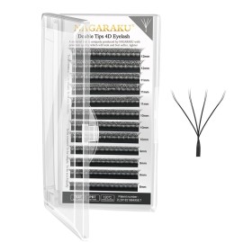 NAGARAKU Double Tips 4D W Eyelash Extensions Supplies Thick w lash 0.07mm C curl 11mm Premade Fans Russian Volume Faux Mink Matte 12 rows Cluster pre Fanned Eye Lashes