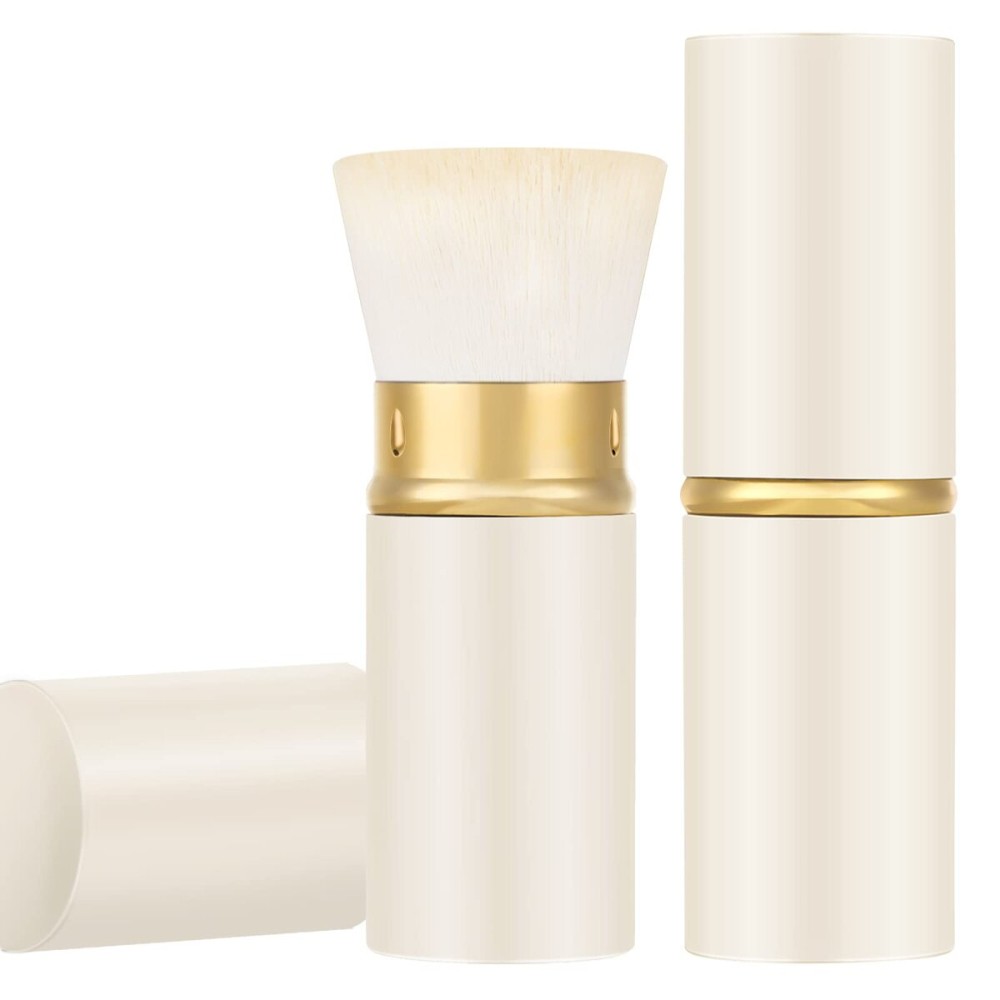 Falliny Retractable Foundation Makeup Brushes, Travel Kabuki Powder Brush Portable Liquid Foundation Sunscreen Brush with Cover for Blending Liquid, Bronzer,Cream or Flawless Powder Cosmetics