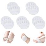 Ball of Foot Cushions Honeycomb Fabric Metatarsal Pads Invisible Socks Pads for Women and Men Reusable Forefoot Pads (5 Pairs-White)