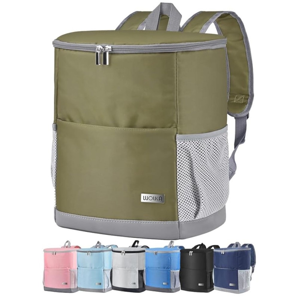 Insulated Cooler Backpack Small- Leak Proof Backpack Cooler 30 Cans, Waterproof Lightweight Cooler Bag for 12h Hot/Cold Retention - Portable Soft Cooler for Travel, Camping, Beach-OliveGreen