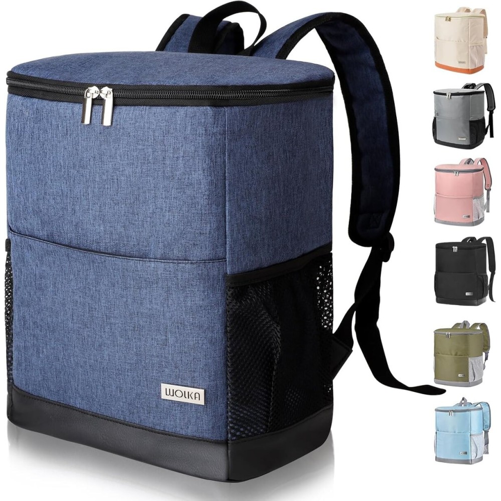 Insulated Cooler Backpack Small- Leak Proof Backpack Cooler 30 Cans, Waterproof Lightweight Cooler Bag for 12h Hot/Cold Retention - Portable Soft Cooler for Travel, Camping, Beach-NavyBlue