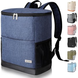 Insulated Cooler Backpack Small- Leak Proof Backpack Cooler 30 Cans, Waterproof Lightweight Cooler Bag for 12h Hot/Cold Retention - Portable Soft Cooler for Travel, Camping, Beach-NavyBlue