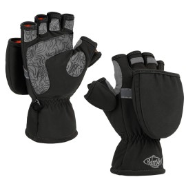 Palmyth Ice Fishing Gloves Convertible Mittens Flip Fingerless Mitt with Thinsulate 3M Warm for Cold Weather and Winter Men Women Photography Running Camera (Black, X-Small)
