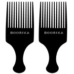 Boorika Afro Hair Pick Comb for Women & Men, 7.5 In Smooth Sturdy Wide Tooth for Detangling & Styling - Pack of 2