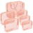 APREUTY Clear Makeup Bags, TSA Approved 6 Pcs Cosmetic Makeup Bags Set Clear PVC with Zipper Handle Portable Travel Luggage Pouch Airport Airline Vacation Organization (Peach)