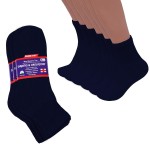 Diamond Star Diabetic Ankle Socks, Non-Binding Circulatory Doctor Approved Cushion Cotton Quarter Socks for Mens Womens 10-13 (12 Pairs Navy)