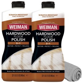 Weiman Wood Floor Polish and Restorer 32 Oz 3PC Bundle - High-Traffic Hardwood Floor, Natural Shine, Removes Scratches, Leaves Protective Layer