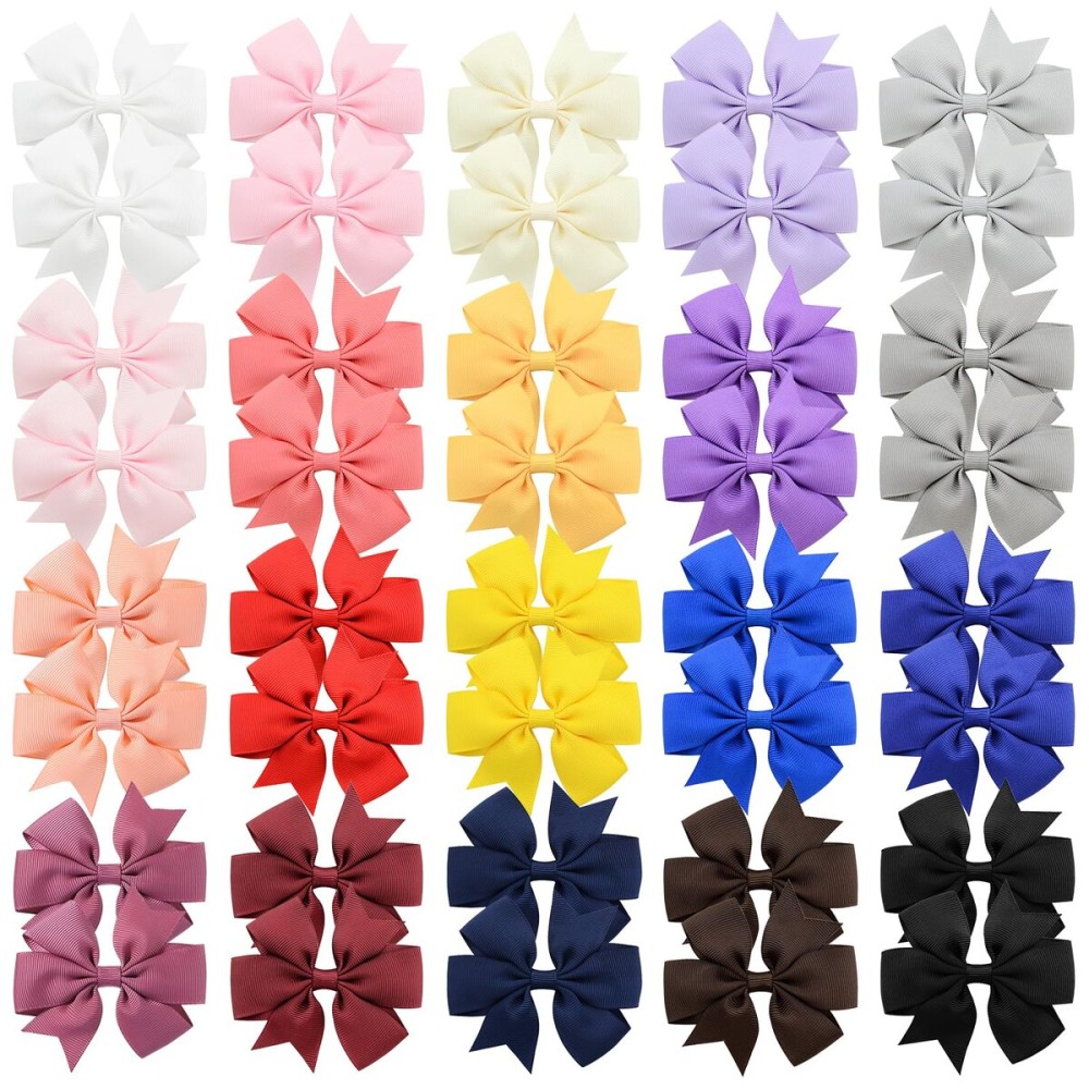 Choicbaby Hair Bows for Girls, 40pcs 3 Grosgrain Ribbon Pinwheel Hair Bows for Toddler Baby Girls Hair Accessories