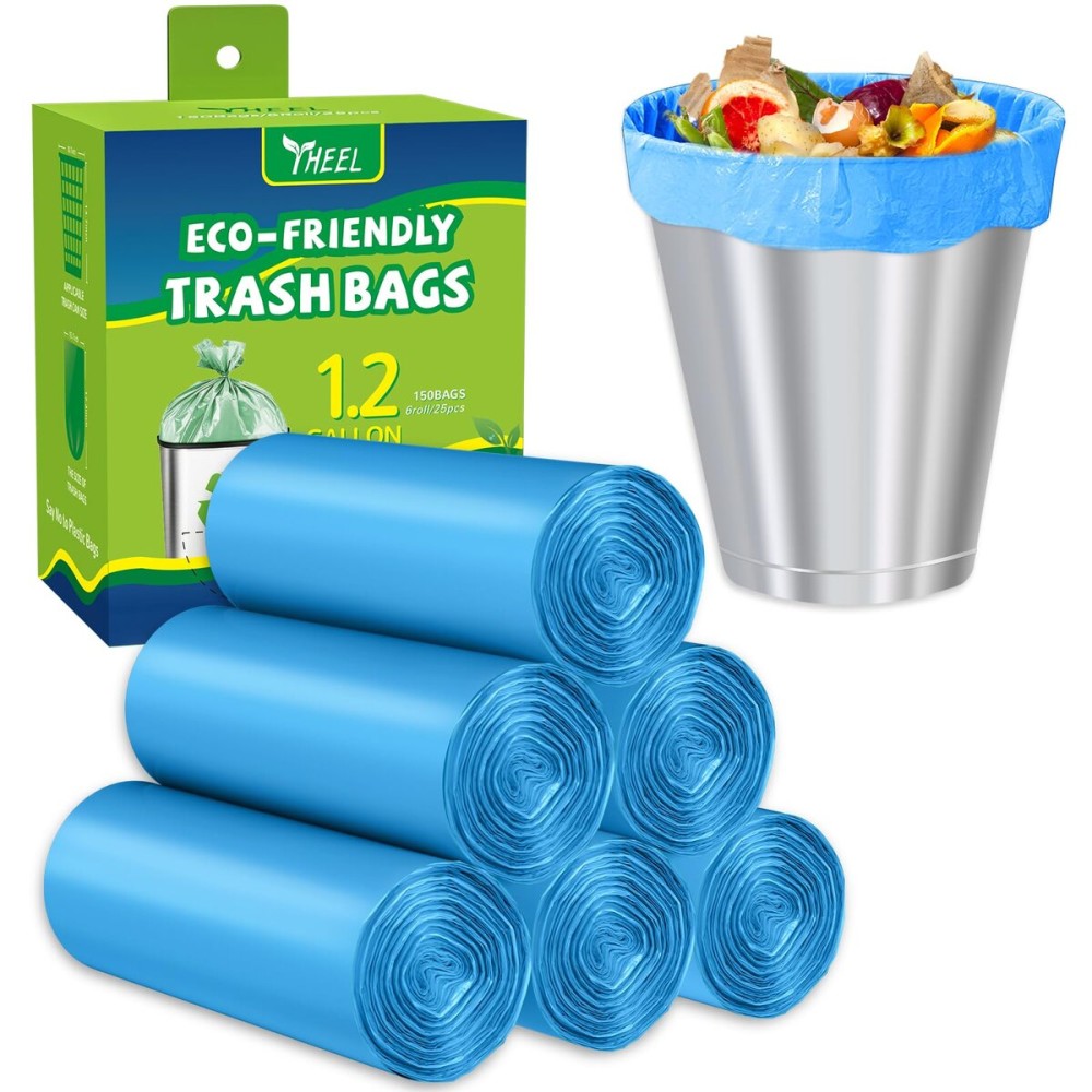 Small Trash Bags 1.2-Gallon: Small Garbage Bags for Bathroom Trash Bag Mini Trash Liners for Bathroom Bedroom Office (Blue, 150 Counts)