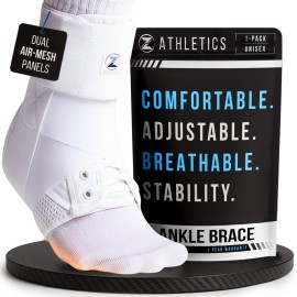 Z ATHLETICS Ankle Brace for Women & Men - Lace Up Adjustable Support with Side Stabilizers for Sprained Ankle, Achilles Tendonitis Relief | Basketball, Volleyball, Running & Sports Recovery