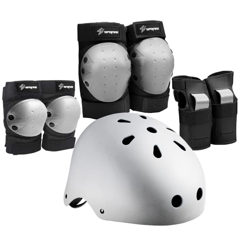 S SPOFINE Kids Bike Helmet, Toddler Helmet for Youth Adult, Knee Pad Elbow Pad Wrist Guard Protective Gear Set for Skateboard, Bike, Skating, Cycling