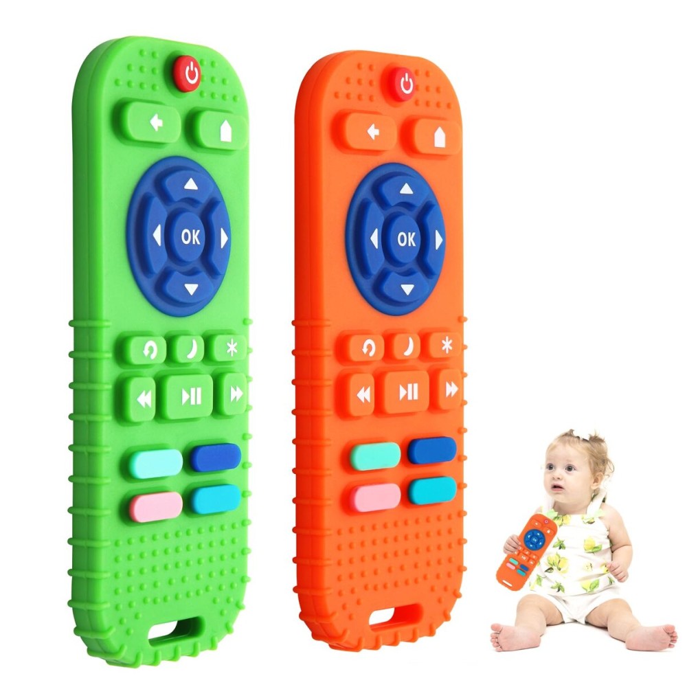 Hooku 2-Pack Silicone Teethers for Babies 0-6 & 6-12 Months, Sensory Chew Toys & Remote Control Toys for Infants & Toddlers