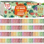 YOPELA 112 Pack Natural Lip Balm Bulk Lip Moisturizer with Vitamin E and Coconut Oil - Hydrating, Moisturizing, Soothing, and Repairing Dry and Chapped Lips Valentine\'s Gift - 14 Flavors - Non-GMO