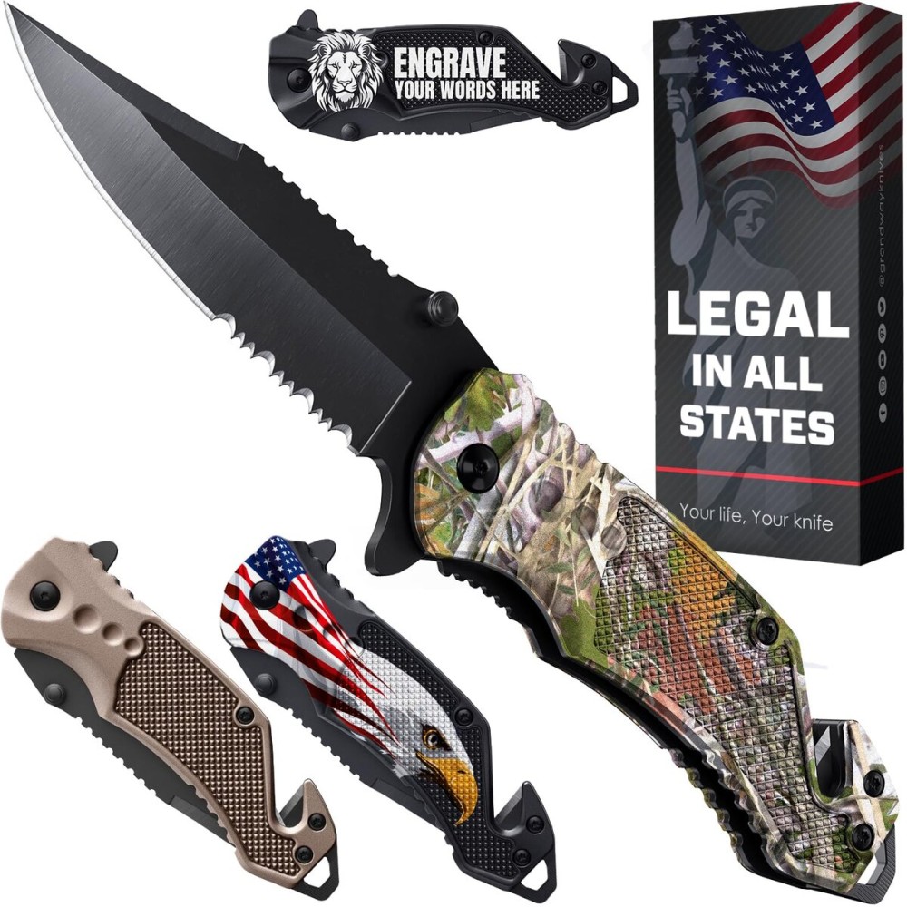 GOOD WORKER Legal Pocket Knife Hunting Camo - 2.95 Folding Sharp Blade - Camo Military Style - Small Tactical Knives for Hunting Work Survival Outdoor Activities - Birthday Gifts for Men 6680 C