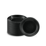 PLASTICPRO 400 PCS Black Plastic Plates Light Weight 6 Inch Plastic Dessert Plates Black Plates Disposable for Party and Wedding