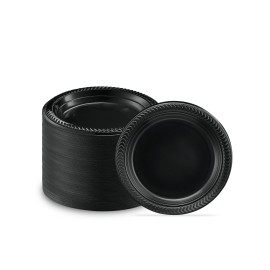 PLASTICPRO 400 PCS Black Plastic Plates Light Weight 6 Inch Plastic Dessert Plates Black Plates Disposable for Party and Wedding