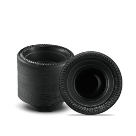 PLASTICPRO 200 PCS Black Plastic Bowls Light Weight 5 oz Small Plastic Soup Bowls Black Salad Dessert Plates Disposable for Party and Wedding