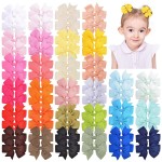 Choicbaby 2.3 Inches Mini Baby Hair Bows 60pcs Grosgrain Ribbon Toddler Hair Accessories with Alligator Clip Bow for Baby Girls Toddlers Gift