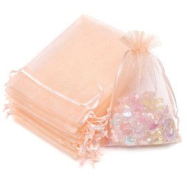 Akstore 50Pcs 3.15x4(8x10cm) Sheer Drawstring Organza Jewelry Pouches Wedding Party Christmas Favor Gift Bags (Champagne, 3x4)