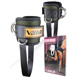 VAIIO Green Ankle Straps for Cable Machines,Adjustable Comfort fit Neoprene, Reinforce Double D-Ring - Premium Ankle Cuffs to Improve Abdominal Muscles, Lift The Butts, Tone The Legs for Men & Women