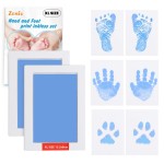 Zemiu 2-Pack Large Clean-Touch Ink Pads, Baby Handprints and Footprints for 0-18 Months, Inkless Hand and Footprint Kit,Baby Print,DIY Newborn Keepsake Gifts,Cat/Dog Paw Print Kit-Light Blue