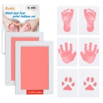 Zemiu 2 Pack Large Clean-Touch Ink Pads, Baby Handprints and Footprints for 0-18 Months, Inkless Hand and Footprint Kit,Baby Print,DIY Newborn Keepsake Gifts,Cat/Dog Paw Print Kit-Pink