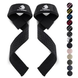 Fitgriff Lifting Wrist Straps for Weightlifting, Gym, Deadlift, Workout (Made of Premium Cotton & Padded) - Men & Women (Standard, Black (Silicone-Grip))