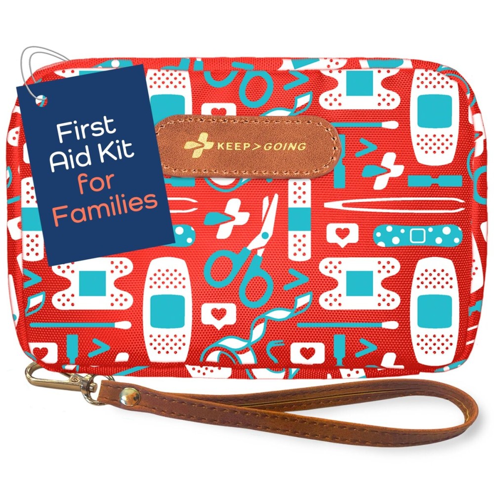 KeepGoing Travel First Aid Kit for Kids - 130 Pc. for Car, Home, Purse, Diaper Bag & Backpack with Latex-Free Bandages - Mini First Aid Kit Travel Size TSA-Approved