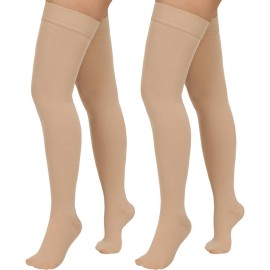 Totexil 2 Pairs Compression Stockings for Women & Men,20-30mmHg Thigh High Compression Socks,Closed Toe Medical Compression Socks with Silicone Dot Band-Best Support for Nursing Sports Varicose Veins