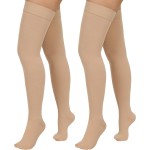 Totexil 2 Pairs Compression Stockings for Women & Men,20-30mmHg Thigh High Compression Socks,Closed Toe Medical Compression Socks with Silicone Dot Band-Best Support for Nursing Sports Varicose Veins