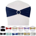 Maiangel Spandex Chair Sashes Bands 50PCS Stretch Chair Ties Bows with Buckle Slider for Wedding Party Banquet Decoration (Navy Blue)