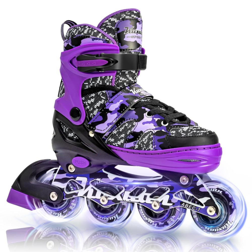 Kuxuan Skates Adjustable Inline Skates for Girls and Women with Full Light Up Wheels Outdoor Fun Illuminating Skates for Beginner