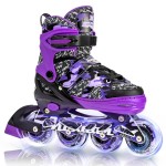 Kuxuan Skates Adjustable Inline Skates for Girls and Women with Full Light Up Wheels Outdoor Fun Illuminating Skates for Beginner