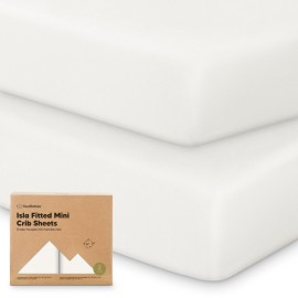 Pack and Play Sheets Fitted - 2-Pack Mini Crib Sheets for Pack N Play Mattress 38x26, Soft & Cozy, Neutral Toddler Playard Bedding, Snug Fitted Mini Baby Crib Mattress Cover Boy, Girl (Soft White)