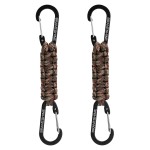 BRAVESHINE 2 Pack Paracord Keychain Hook Carabiner Clips, Heavy-Weight Lanyard Hanger with D Ring Hooks for Key, Backpacks - Camo