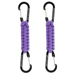 BRAVESHINE 2 Pack Purple Paracord Keychain Hook Carabiner Clips, Lanyard Hanger with D Ring Hooks Heavy-Weight Stroller Hook Holder for Water Bottle, Key, Backpack, Tools, Boys, Girls, Men, Women