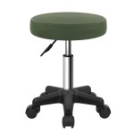 FURWOO Round Rolling Stool Height Adjustable Stool with Wheels for Spa Salon Massage Green