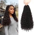 8 Packs Crochet Box Braids- Boho Box Braids Crochet Braids Hair Bohomian Box Braid Crochet Hair Synthetic Braiding Hair 14 Inch Goddess Box Braids Crochet Hair for Black Women (14(8Packs), 4)